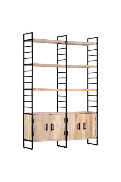 vidaxl Bibliotecă cu 4 rafturi, 124 x 30 x 180 cm, lemn masiv de mango