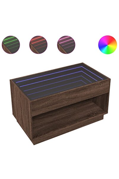 vidaxl Măsuță de cafea cu LED infinity, stejar maro, 90x50x50 cm