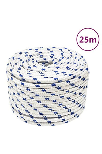 vidaxl Frânghie pentru barcă, Albă, 12 mm, 25 m, Polipropilenă
