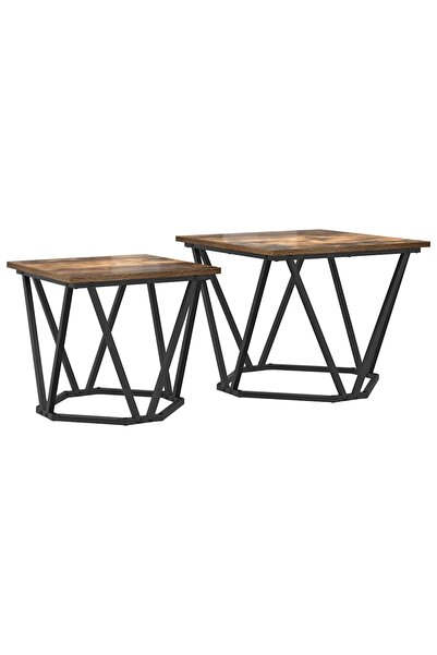 vidaxl Set măsuțe laterale 2 pcs Stejar fumuriu