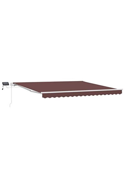 vidaxl Copertină retractabilă manuală cu LED, maro, 400 x 300 cm