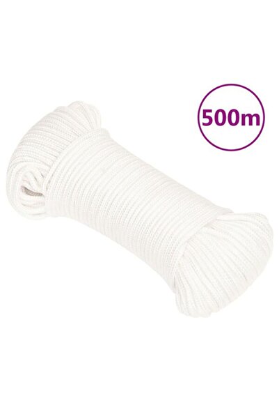vidaxl Frânghie pentru barcă, albă integrală, 4 mm, 500 m, polipropilenă