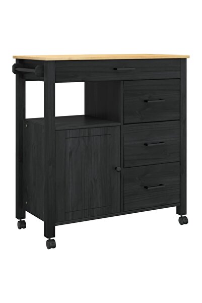 vidaxl Troler de Bucătărie MONZA Negru 84 x 40 x 88,5 cm