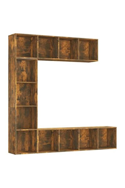 vidaxl Set de mobilier TV și bibliotecă, 3 piese, stejar afumat, 180 x 30 x 1...