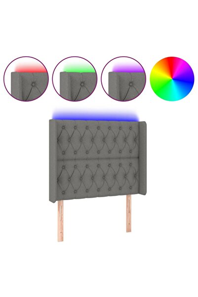 vidaxl Tăblie de pat cu LED, gri închis, 93x16x118/128 cm, textil