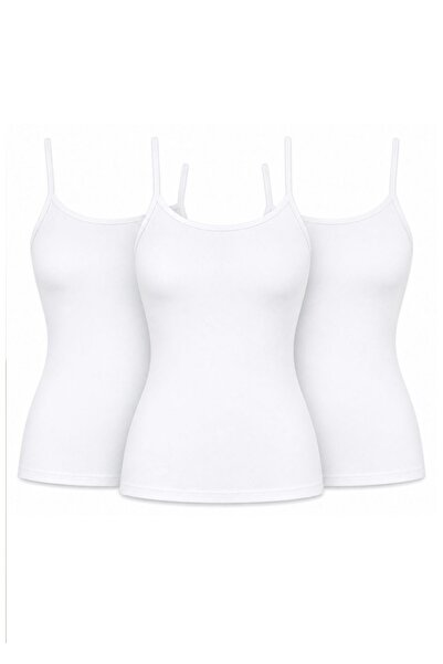 CHARM Yıldız 3-Pack Women's Lycra String Strap Undershirt Flexible Cotton Com...