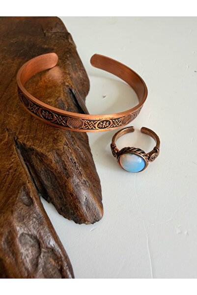 Rupen Kraft 100% Pure Copper Bracelet and Ring Combination with Natural Opal ...