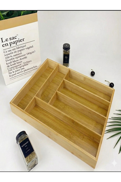 Mony moon Wooden Cutlery Spoon Organizer Bamboo Utensil Holder (6 Compartment...