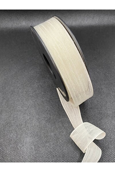 Lorin hobi Cream Linen Ribbon 2.5 cm 20 Meters Bride, Engagement, Wedding, Do...