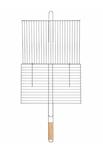 gucmetal Katlanır Mangal Tel Izgara Seti – Ahşap Saplı Grill Basket + Maşa, S...