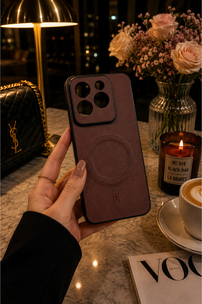 TechTrove İnfinix Hot 40 Ve Hot 40 Pro Uyumlu MagSafe Destekli Lüks Deri Görü...