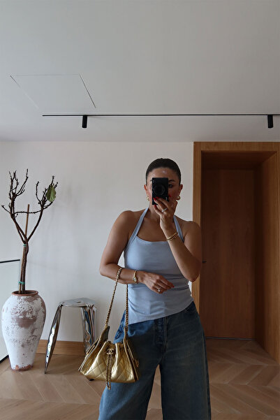 Özge Özgenç Halter Neck Ribbed Blouse