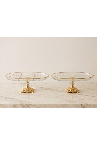 ASSA BAZAAR Oval Glass Presentation Set - Compartmented Gondola Snack and Ser...