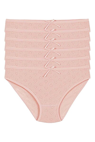 YILDIZ Ribana Heart Women's Bikini Panties Powder 100% Cotton Pack of 6