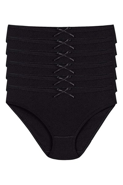 YILDIZ Ribana Heart Women's Bikini Panties Black 100% Cotton Pack of 6