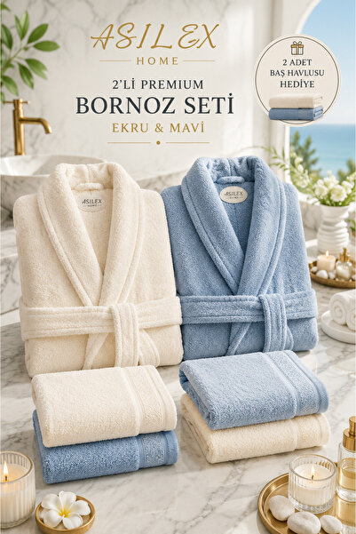 Asilex Home Collection Asilex Home Double Towel Bathrobe Set Cotton Women's a...
