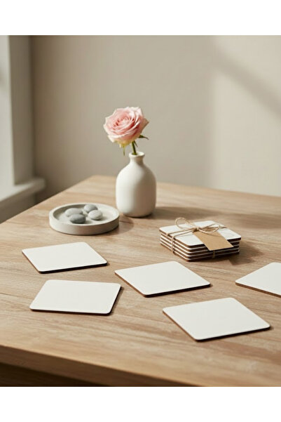 ih ihra Set of 6 Wooden Square Coasters - Decorative Coffee Presentation (10X...