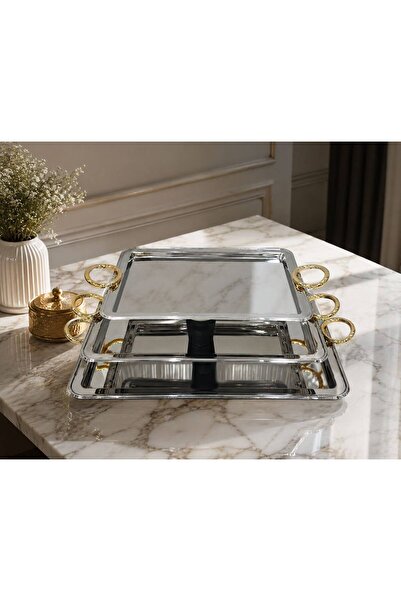 Rwafd Rema 3-piece silver serving tray set