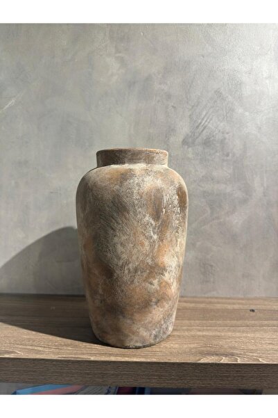 GENERAL Ceramic Clay Vase in Burnt Earth Tone with Free Dried Flowers – Elega...