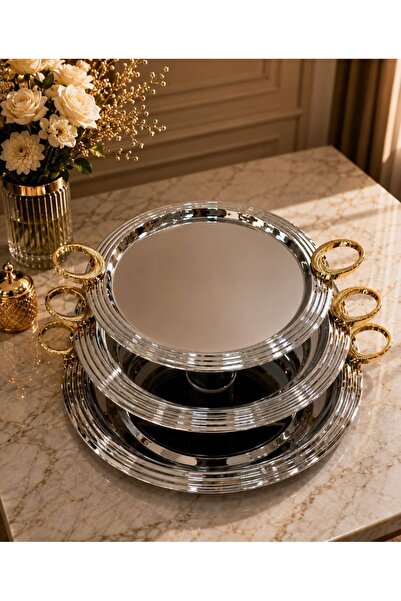 Rwfd Rema 3-piece silver serving tray set