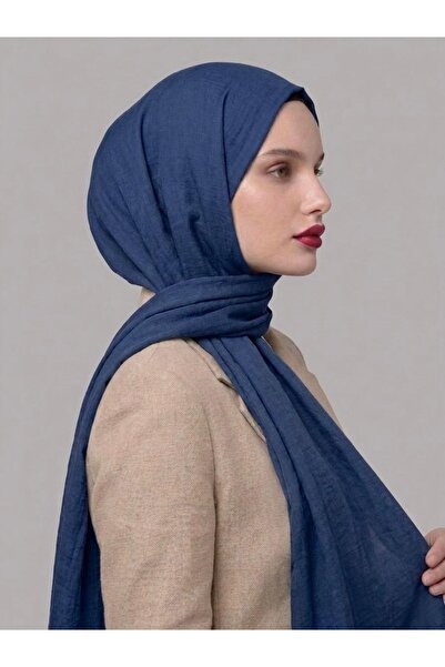 YILDIZ SCARFS شال قطني مريح - أزرق داكن فاتح