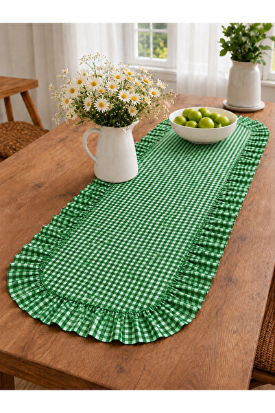 ŞAH TEXTILE DESIGN Pötikareli sık fırfırlı leke tutmaz runner 40x110