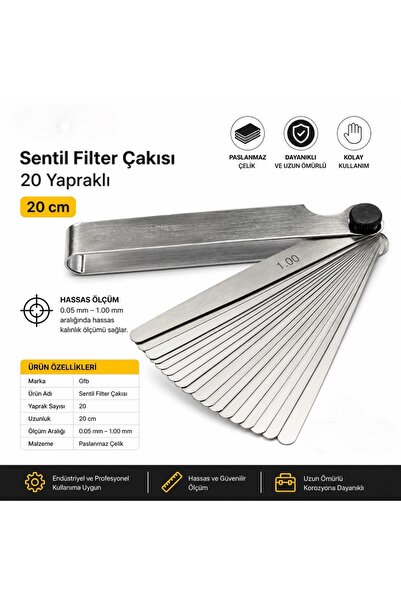 GFB GFB1411 Sentil Filter Çakısı 20 Yapraklı 200 mm (0,05 x 200 mm) Sentil Uzun
