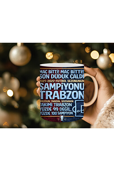 Evion Trabzon Fan Themed Mug Burgundy Blue Colored Fan Mugs