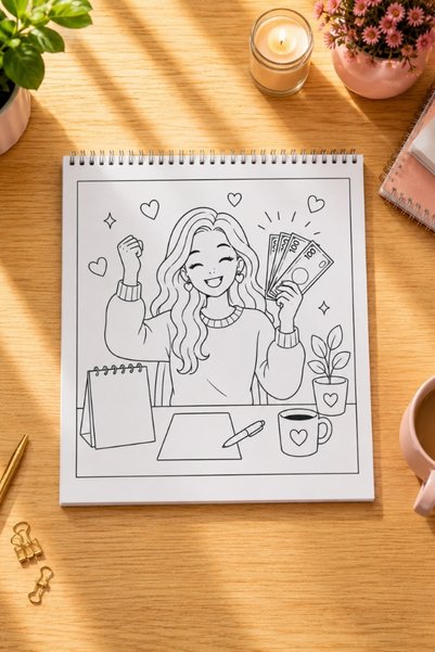 birikiyedi Lucky Girl Coloring Book |   Manifest Themed Coloring Book/21X21 Cm/ for Young Girls and Adults