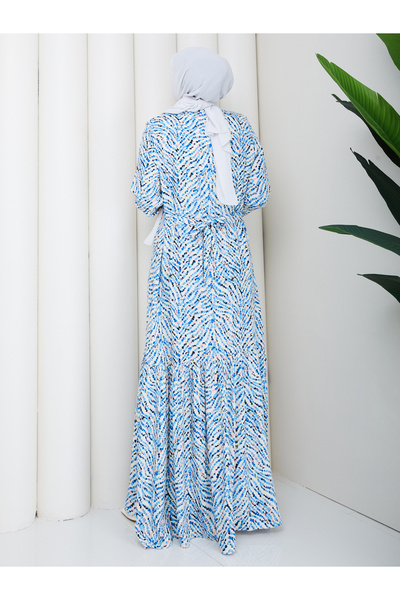 vmeste Our White and Blue Dress with a Drop Pattern 🧿 🤍