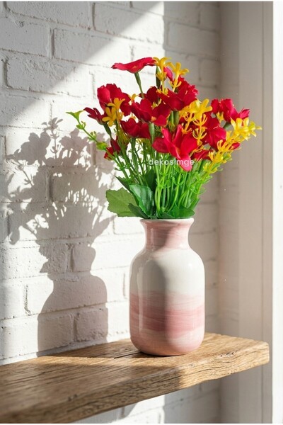Dekosimge Artificial Daisy Bouquet with Garnish 30 cm Red