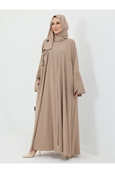 KADEEM Beyza Şal Hediyeli Dubai Abaya Takım Bej - 1021
