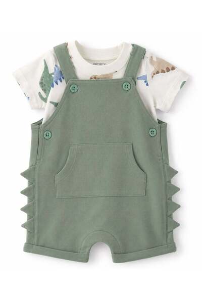 Carter's Careters Erkek Bebek Dinozor Temalı Kısa Kollu Takım 6-24 Ay YEŞİL