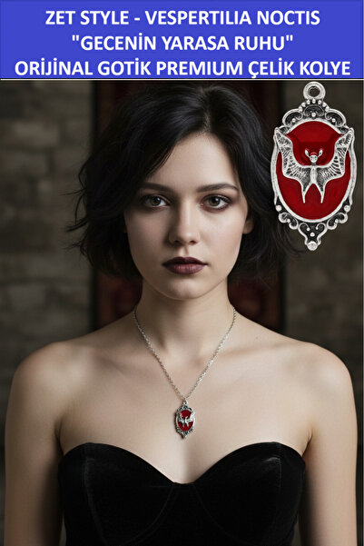 ZETCONCEPT Zet Style – VESPERTILIA NOCTIS | Gotik Yarasa Kolye Siyah/Kırmızı ...