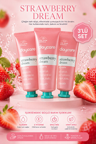 Daycare Strawberry Dream Hand Cream Set of 3