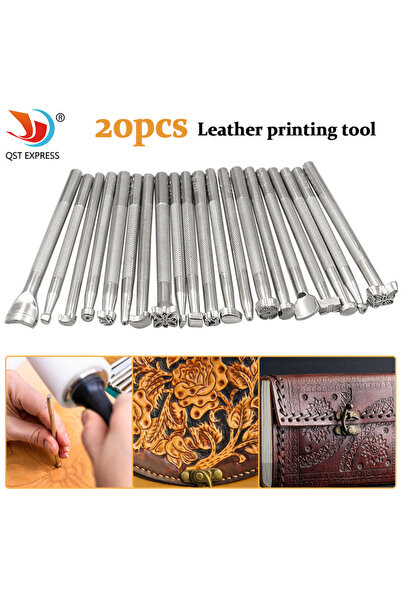 Choice 20pcs Leather Stamp Printing Tool Kit Alloy Stamp Punch Set Carving Sa...