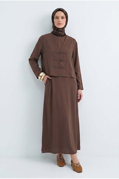 Avenna Double Suit with Jacket on Dress, Tan 26Ya609