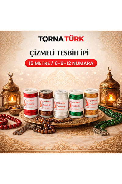 Torna Türk Tornatürk Çizmeli Marka 15 Metre Tesbih İpi - 9 Numara (9 Kat) Yeşil