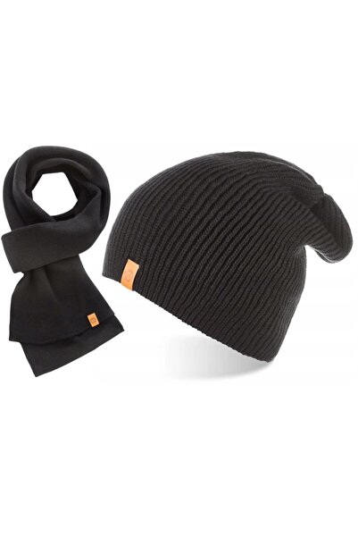 Brødrene Set caciula si fular barbati Brodrene, Acril, Negru