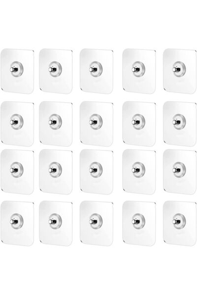 20'li Paket Yapışkan Vidalar Yapışkan Kancalar Şeffaf Yapışkan Çiviler Duvara Montaj Delme Gerektirmez Resim Askısı Kendinden Yapışkanlı Vida Banyo Mutfak Duş Odası İçin