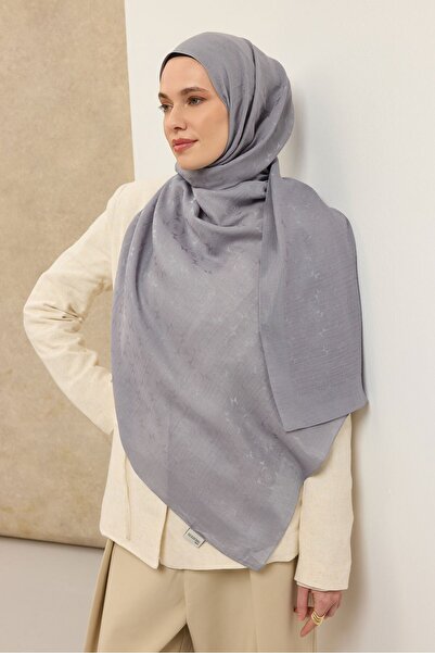 Silk Home Naia Cotton Shawl Mini Monogram Gray