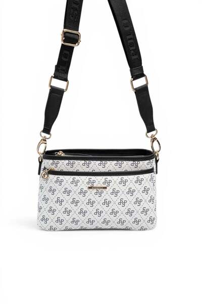 Silver Polo White - Black Monogram Women's Crossbody Bag Sp1184