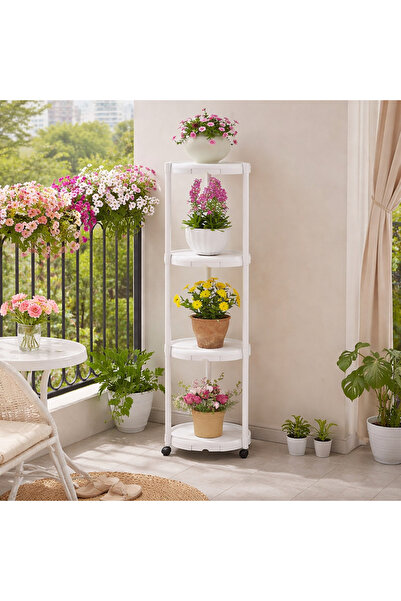 Vivendo Suport multifunctional pentru flori si plante cu 4 niveluri pe roti 1...