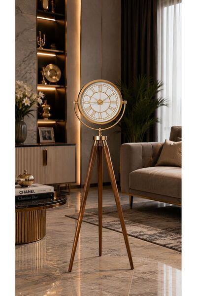 Muyika Design Ahşap Ayaklı Tripod Duvar Saati 150 cm Metal Kasa MUYİKA Ayaklı...