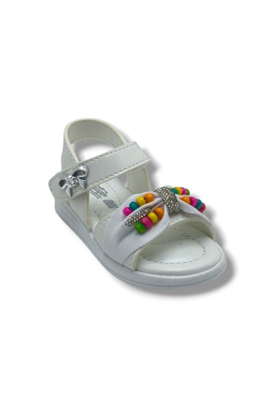 Butiqe 1810-26 Glittery Colored Beaded Stone Anatomical Girls' Sandals 22-25