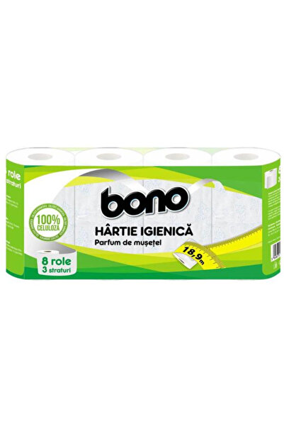 BONO Hartie Igienica cu Parfum de Musetel 3 Straturi Bono, 8 role