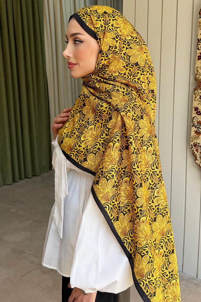 KUQOS Palace Patterned Aqua Soft Shawl |   Non-Slip Hijab Shawl