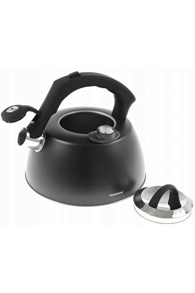 Klausberg Ceainic cu fluier sonor 3L Negru mat cu termometru, inducție, gaz