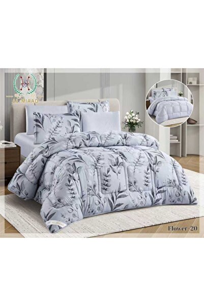 ALMIAAD Flower Puffed Microfiber Double-Sided Quilted Comforter with Fixed Fi...