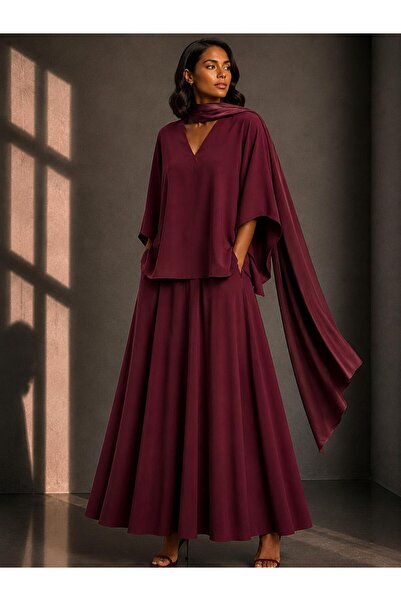 ALYEL NAKER Regular Kimono Sleeve Blouse & Midi Full Circle Skirt Top & Botto...